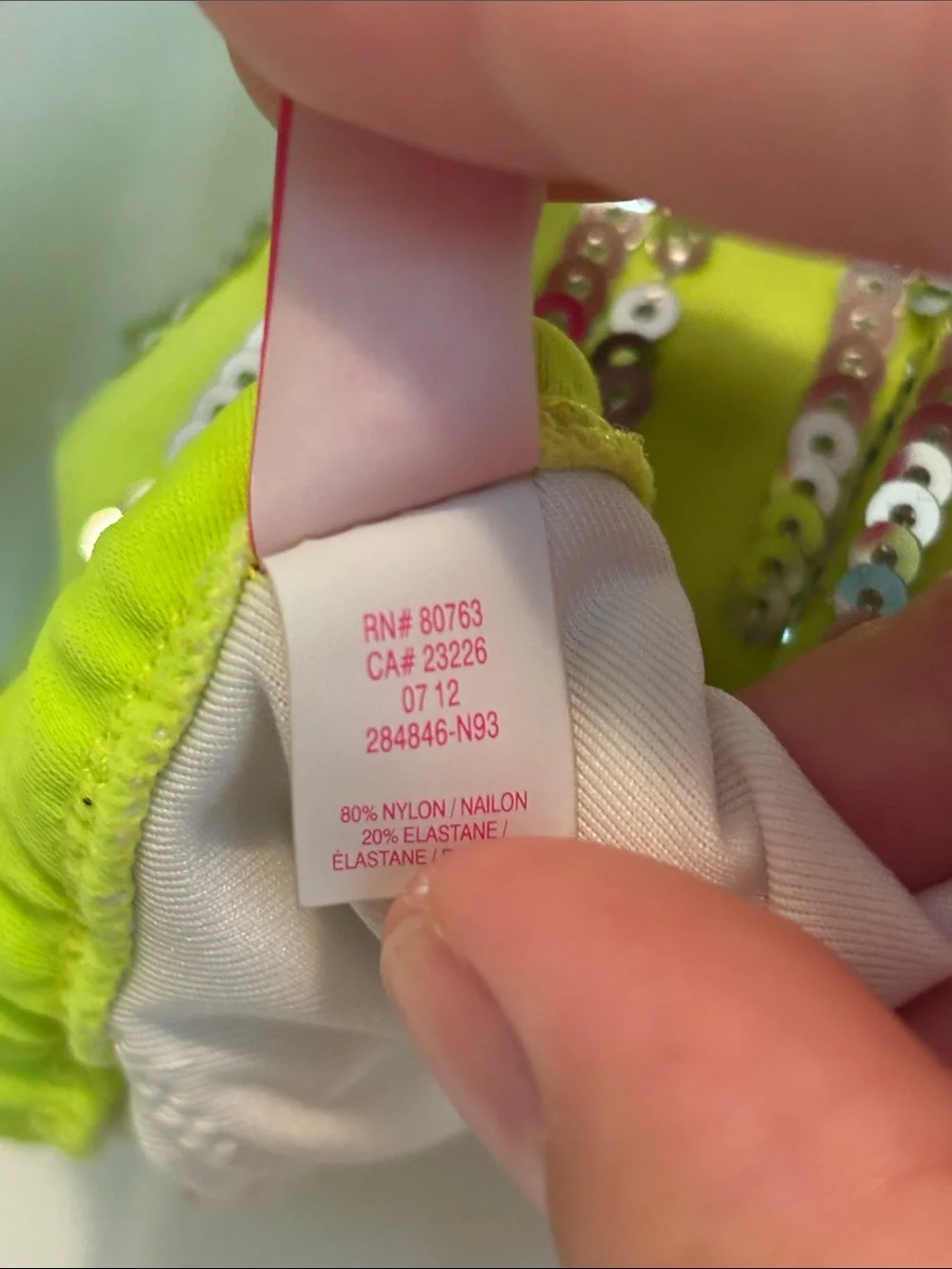 2012 Victoria Secret Neon Lime Beaded Triangle Bikini Top